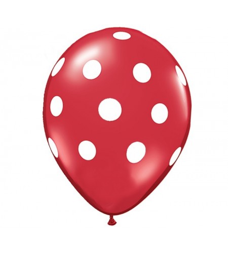 Balão Latex Bolinhas Brancas - Vermelho